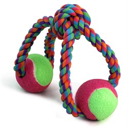 Верёвка-восьмёрка, узел и 2 мяча игрушка для собак Триол, d65/320мм - фото 7022