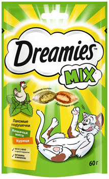 Дримс Dreamies Подушечки лакомство для кошек, Микс с мятой, 60г - фото 7110
