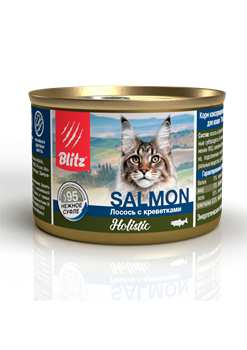 Блиц Salomon  консервы для кошек Лосось с креветками суфле 200 г - фото 8815